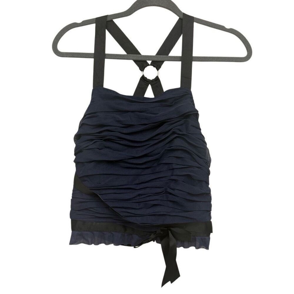 Anthropologie Shirred Tulle Royal Blue Tank Top Size small